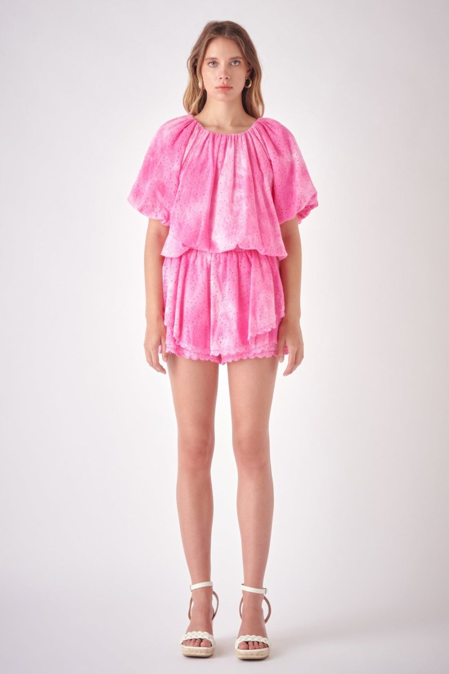 New Paisely Eyelet Ruffle Skort With Tie-Dye Effect Bottoms