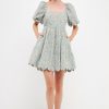 Clearance Floral Puff Sleeve Mini Dress Dresses