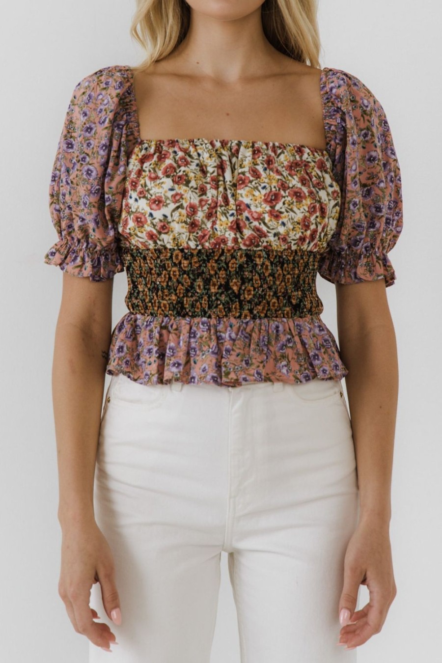 Hot Floral Multi Color Top Tops