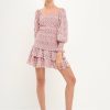 Best Smocked Textured Floral Tiered Mini Skirt Bottoms