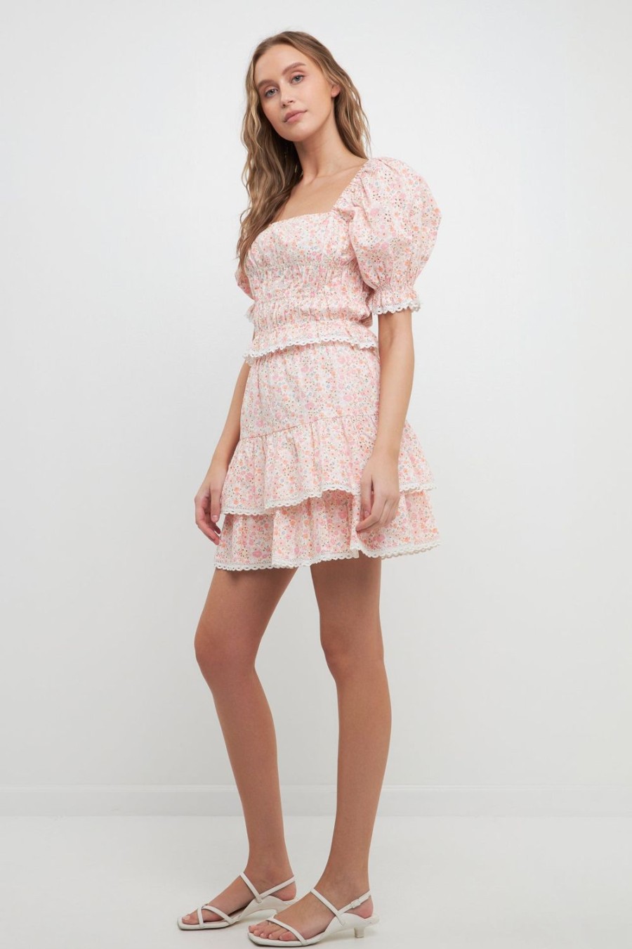 Best Floral Eyelet Ruffled Mini Skirt Bottoms