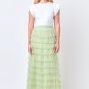 Online Layered Tulle Midi Skirt Bottoms