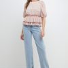 New Pleated Floral Top Tops