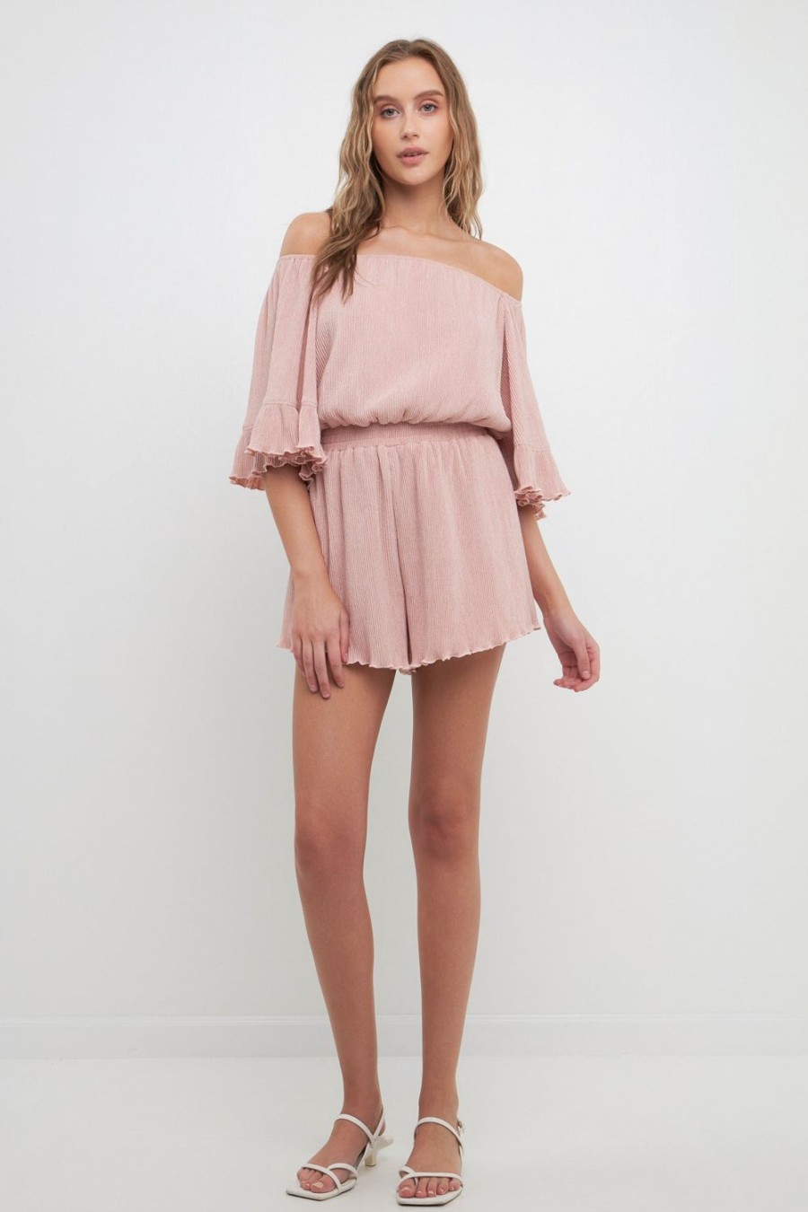 Clearance Texture Knit Romper Jumpsuits & Rompers