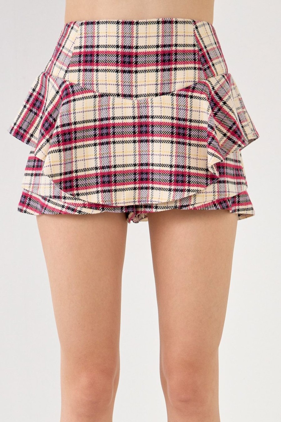 Hot Plaid Ruffled Skort Bottoms