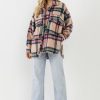 Clearance Oversized Plaid Coat With Raw Edges Outerwear