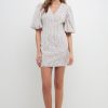 Online Flroal Balloon Sleeve Dress With Lace Texture Dresses