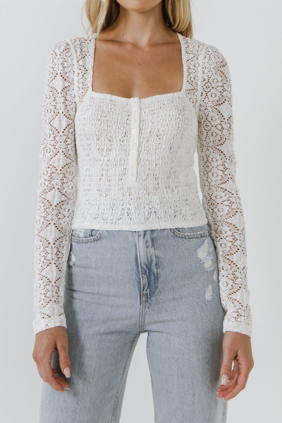 Wholesale Lace Long Sleeve Top Tops