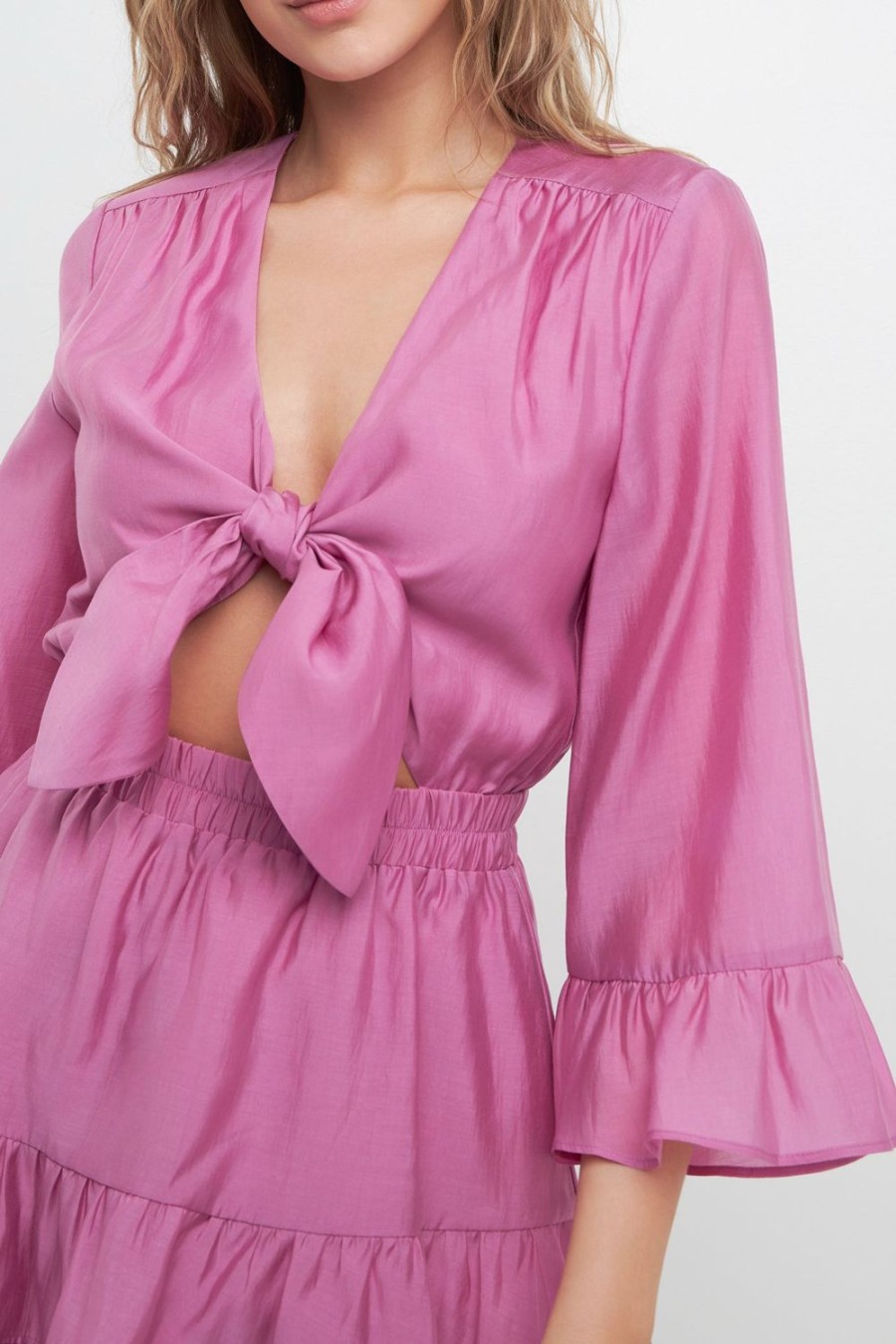 Hot Ruffle And Front Tie Detail Romper Jumpsuits & Rompers