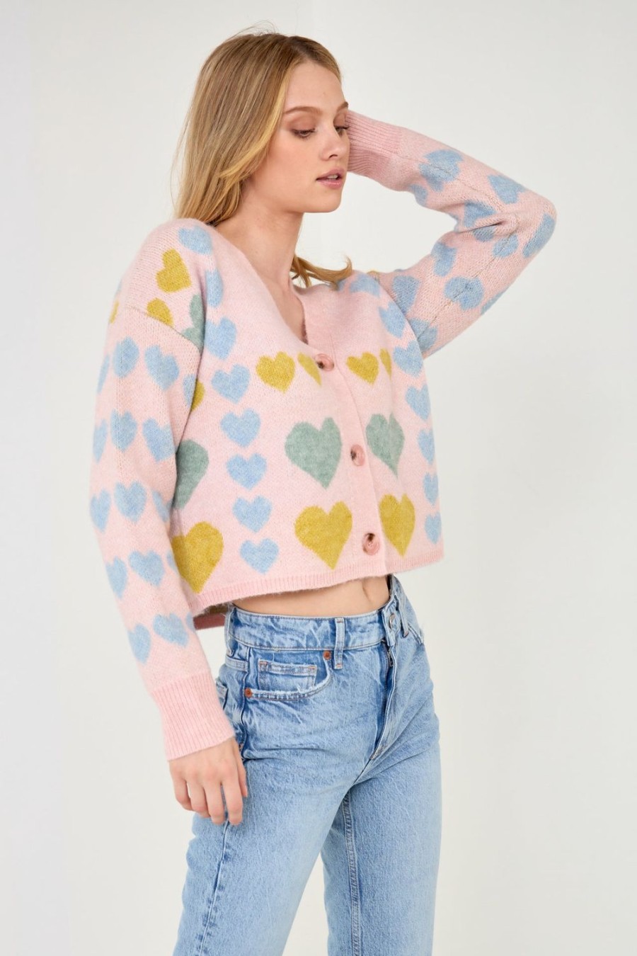 Wholesale Pastel Heart Cardigan Knits