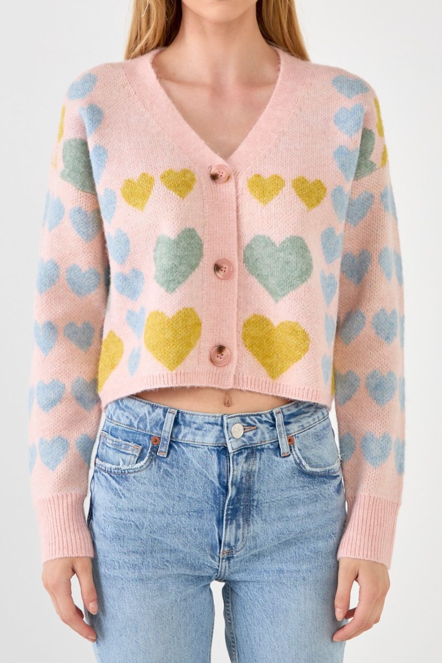 Wholesale Pastel Heart Cardigan Knits