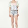 Wholesale Color Block Eyelet Top Tops