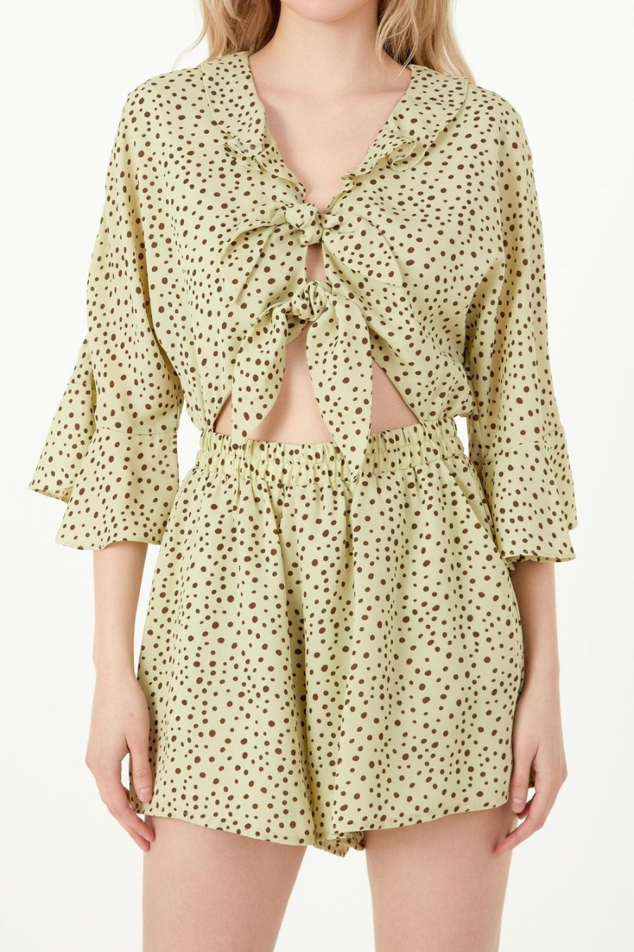 Best Polka Dot Tied Romper With Ruffles Jumpsuits & Rompers