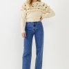 Online Floral Handmade Embroidery Ruffle Detail Sweater Knits