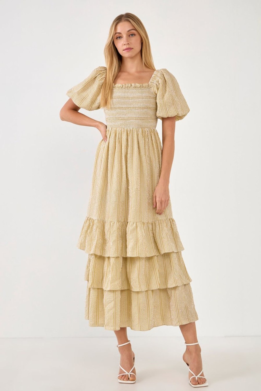 Online Striped Maxi Dress With Ruffles Dresses