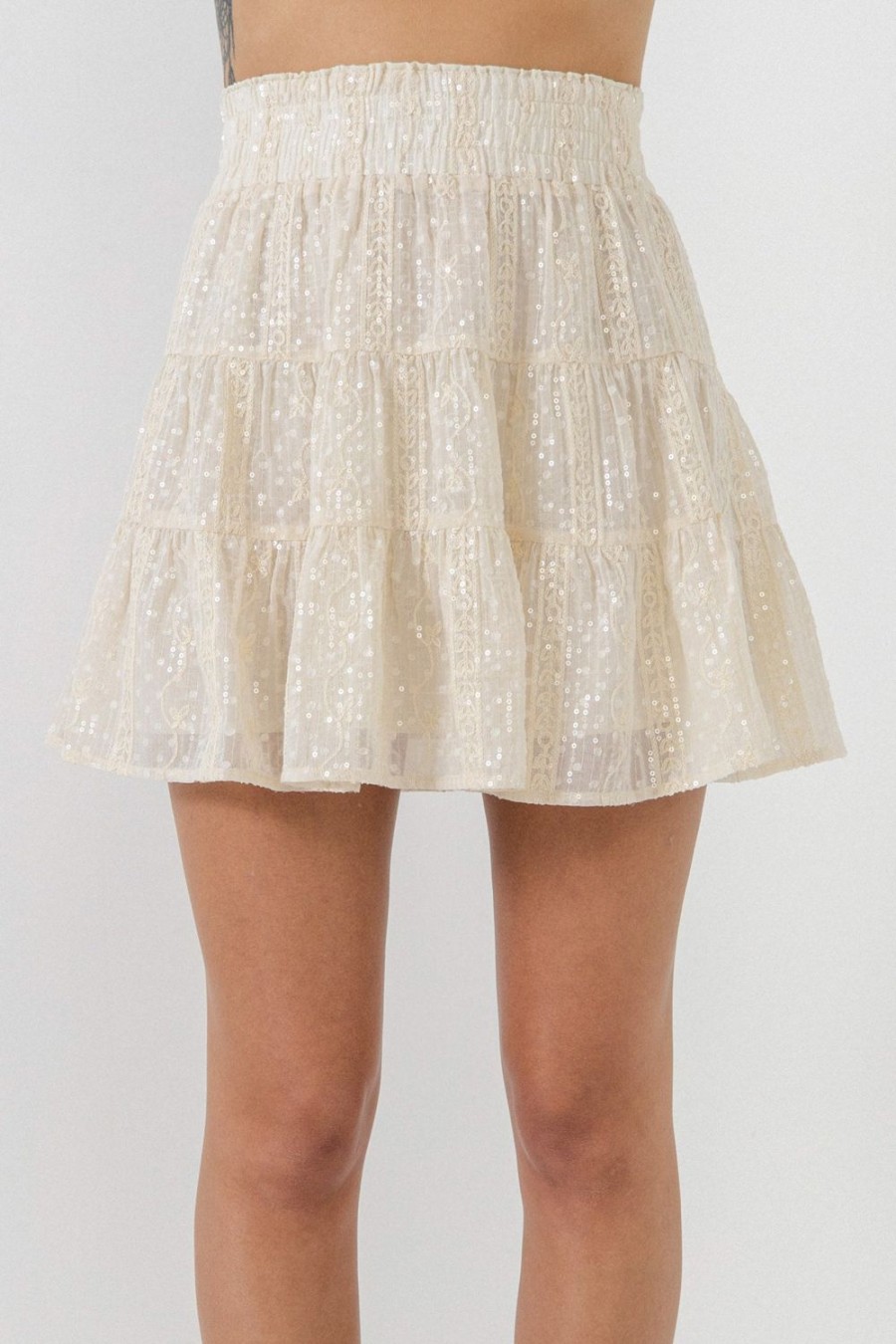 Online Embroidered Sequins Skirt Bottoms