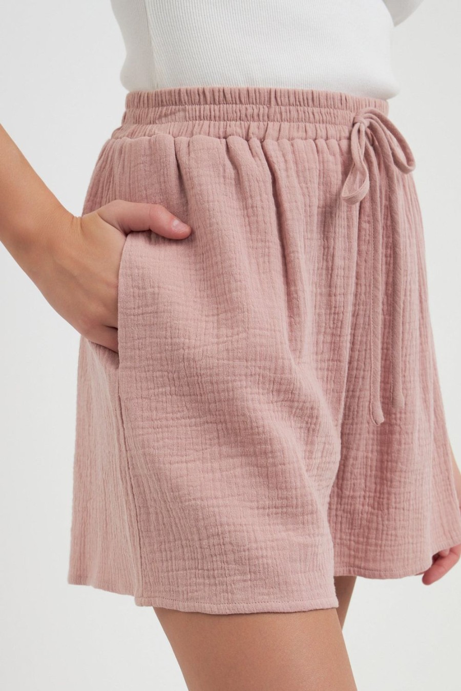 Best Gauze Shorts With Thick Elastic Band And Pockets Bottoms