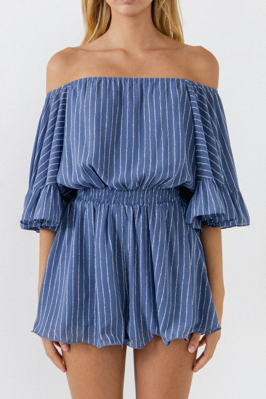 Clearance Flowy Stripe Romper Jumpsuits & Rompers