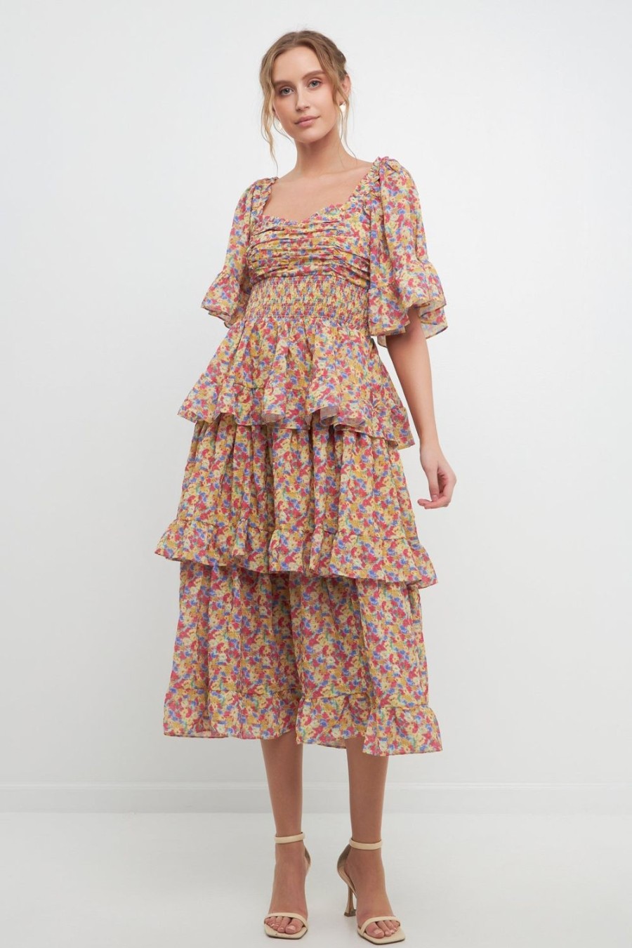 Best Floral Smocked Ruffle Tiered Maxi Dress Dresses