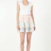 Online Color Block Eyelet Trim Detail Mini Skirt Bottoms