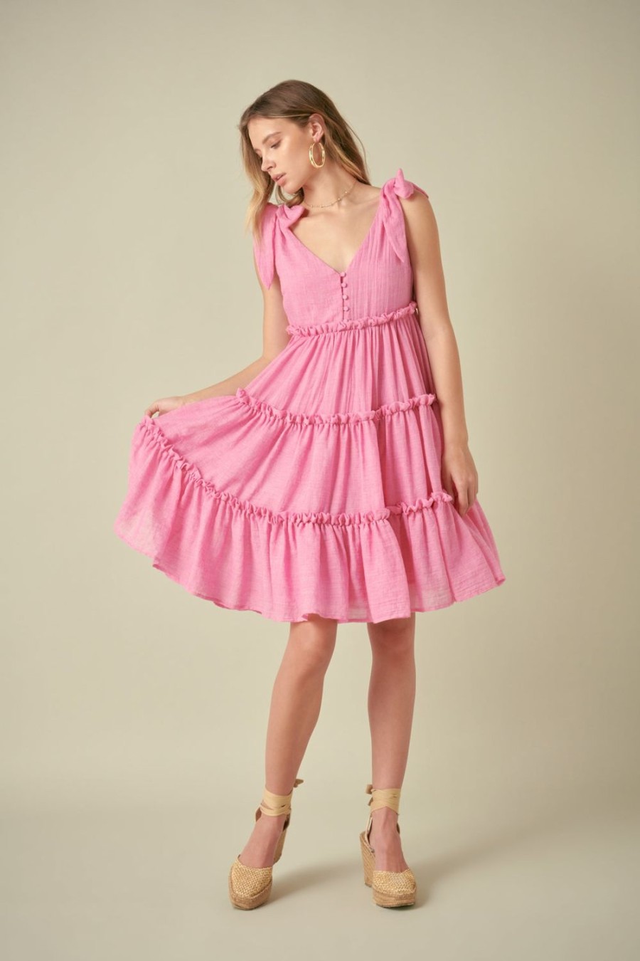 Hot Tiered Shoulder-Tie Dress Dresses