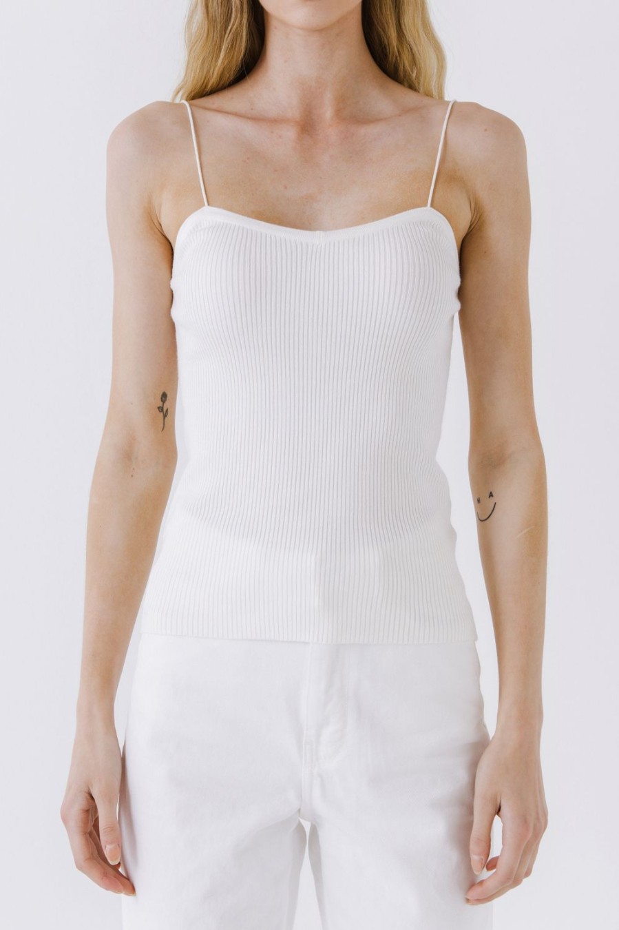 Online Ribbed Knit Camisole Tops