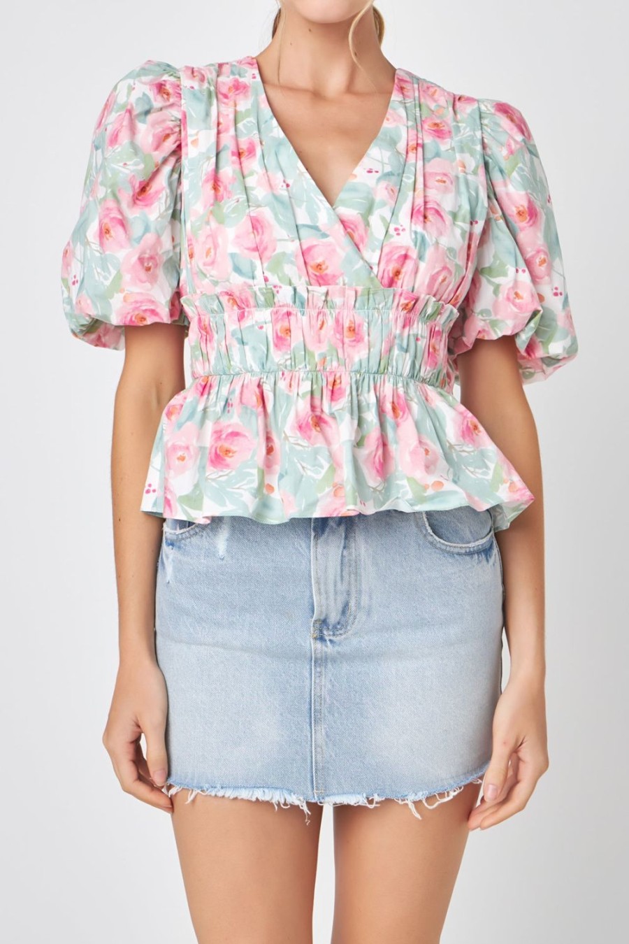 Online Floral Puff Sleeve Top Tops