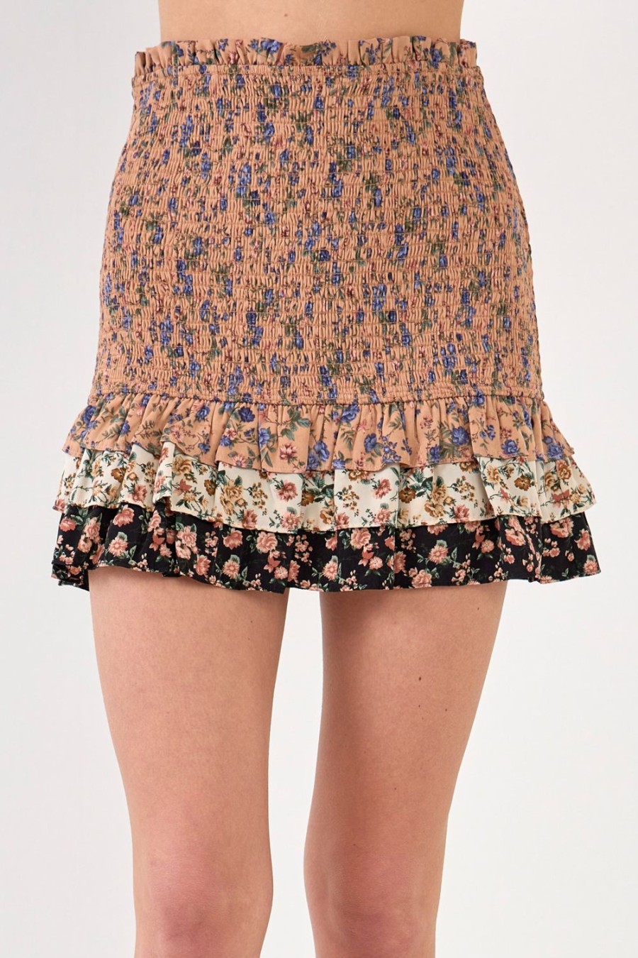 Online Floral Color Mini Skirt Bottoms