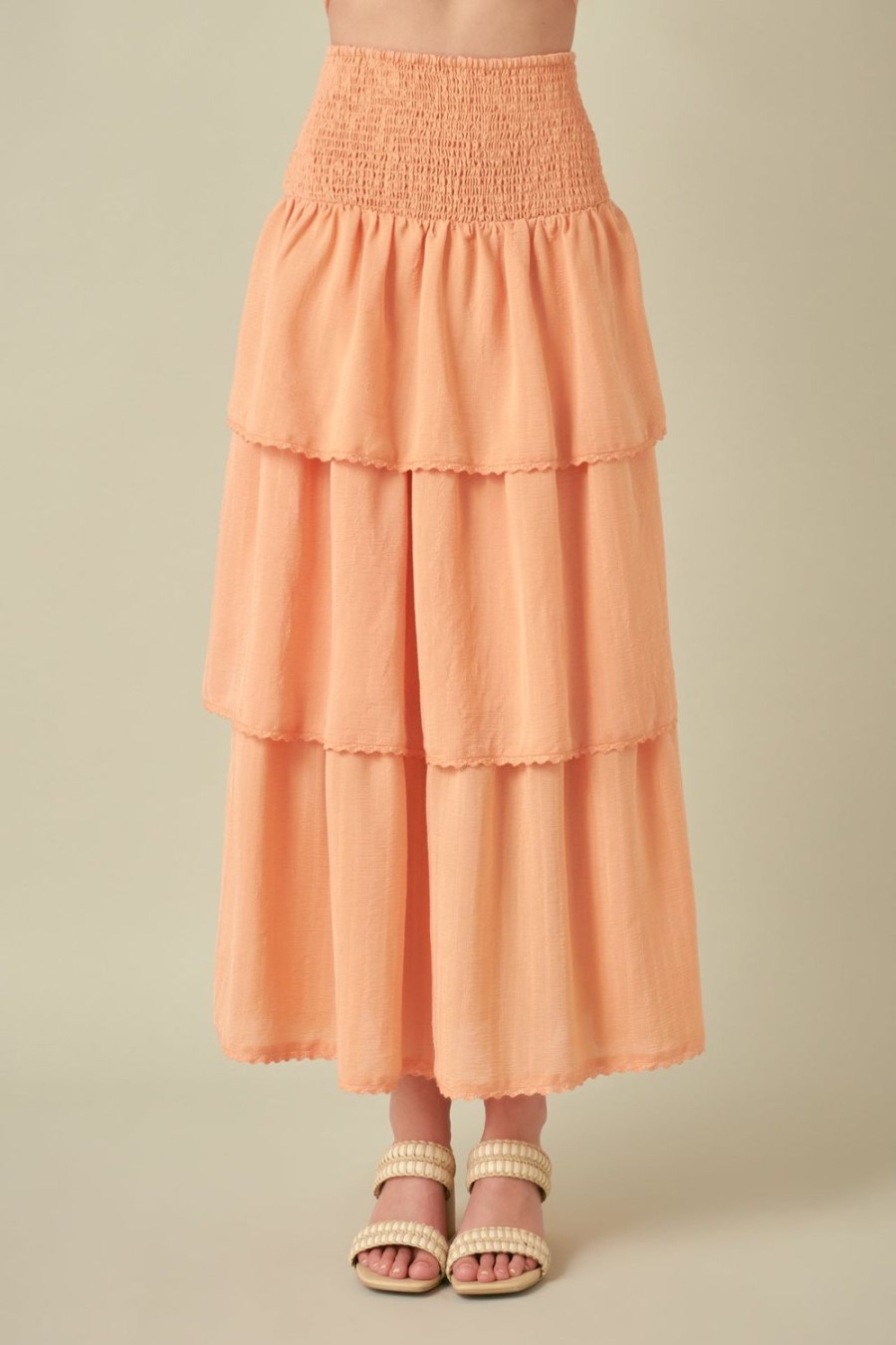 Online Smocked Ruffle Tiered Skirt Bottoms