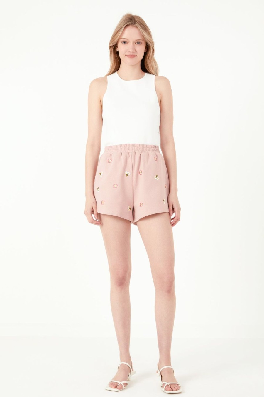 Online Floral Embroidered Shorts Bottoms