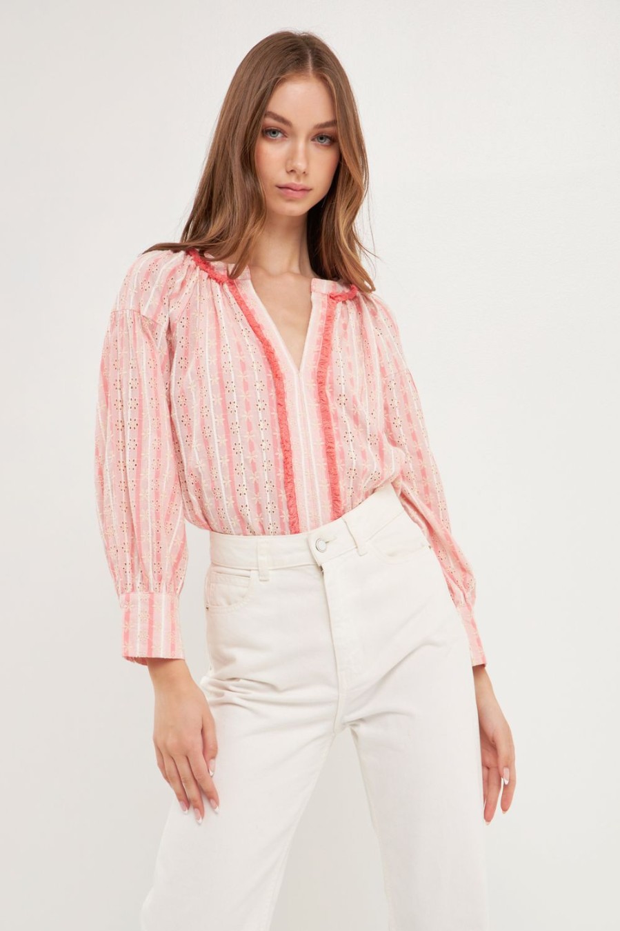 New Striped Embroidered Tunic Tops