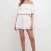 Wholesale Texture Knit Ruffled Romper Jumpsuits & Rompers