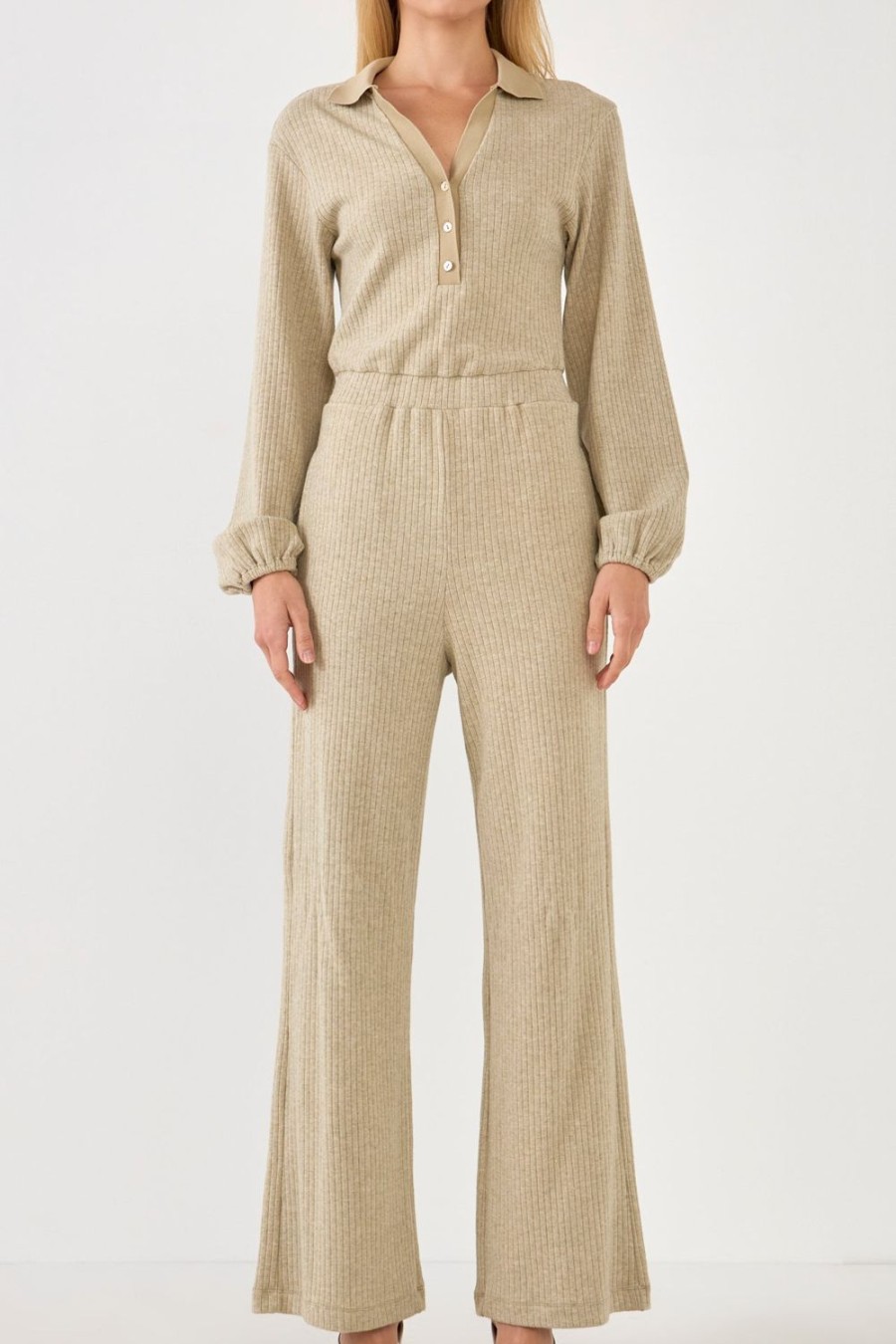 Online Collared Knit Jumpsuit Jumpsuits & Rompers